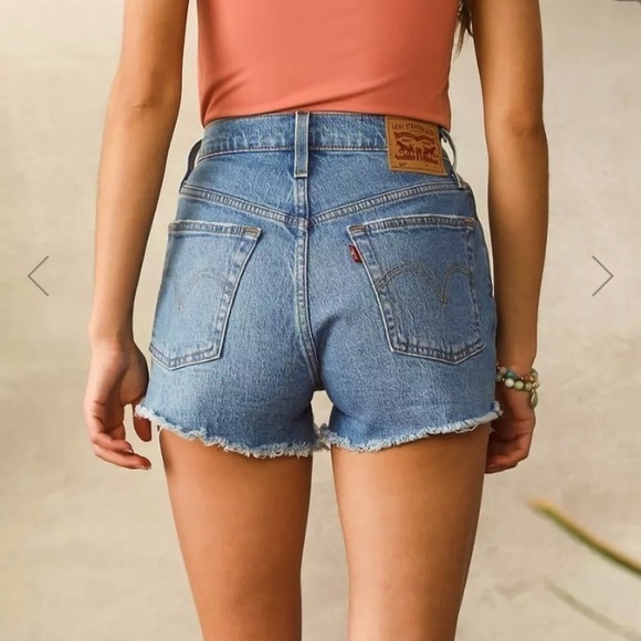 Levi’s Premium 501 High Rise Button Fly Denim Cutoff Jean Shorts - Picture 3 of 16